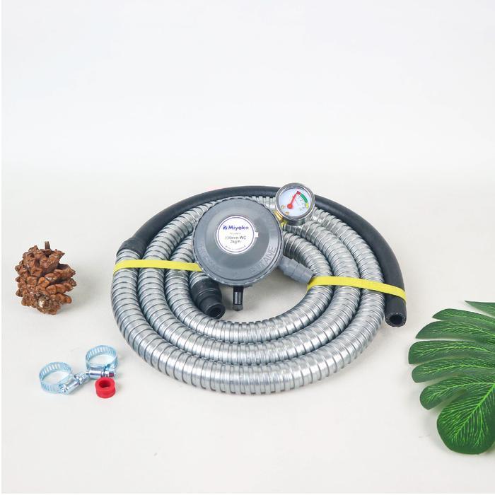 Selang Gas Regulator Miyako RMS-206 M 1 Set Regulator + Selang 1.8m Aman & Kuat untuk Kompor Gas LPG