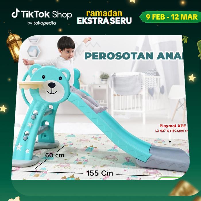 TERLARIS Mainan Persoton Anak Seluncuran Anak Dengan Ring Basket Prosotan Aman Perosotan Plastik