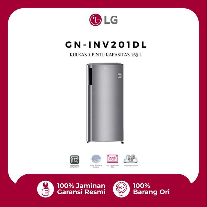 LG Kulkas 1 Pintu Inverter Freezer 6 Rak 160 Liter - GN-INV304SL