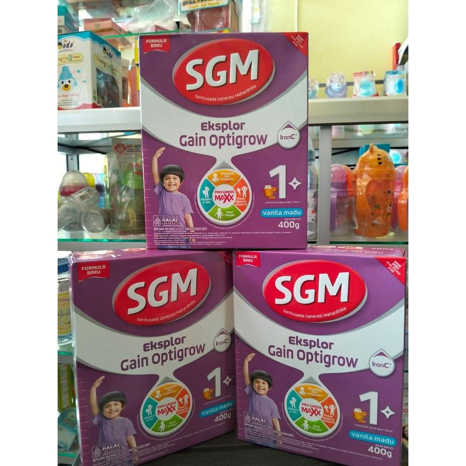 Terlaris Best Quality 100% Original (Baru) Sgm 1+ Gain Optigrow Rasa Vanila Madu 400 Gram