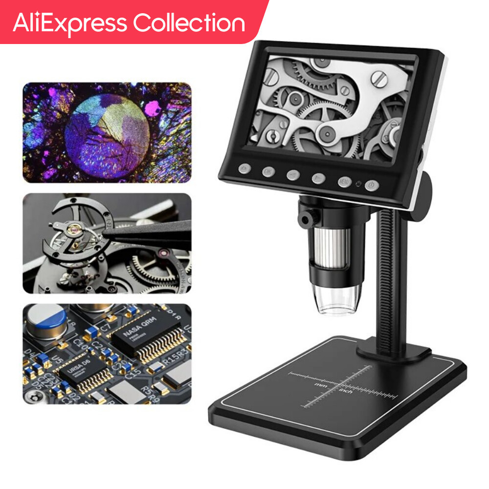 Koleksi AliExpress 4.3 In LCD Mikroskop Digital 40-1000X Mikroskop Koin untuk Kesalahan Koin USB Kac