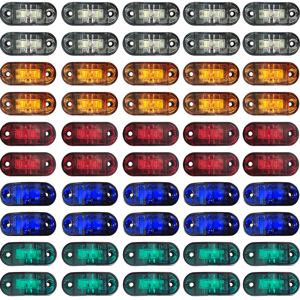 10 Buah Lampu Peringatan LED Trailer Camion Oranye 12V 24V LED Penanda Samping Aksesori Truk Lampu P