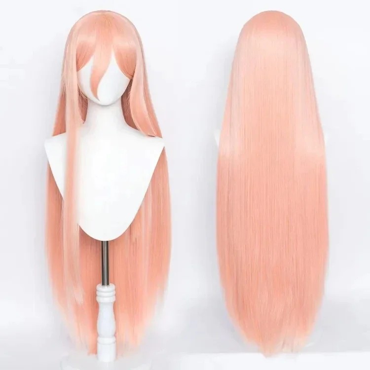 Chainsaw Man Power Wig Cosplay Long Type 2 Colors Hair Heat Resistant Makima Power Wigs Props Horns