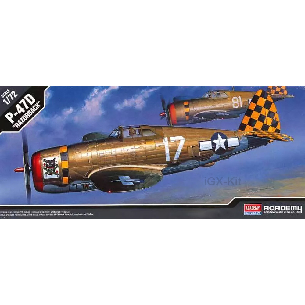 Academy 12492 1/72 Scale P47 P47D P-47D Thunderbolt Razorback Fighter Airplane Hobby Craft Toy