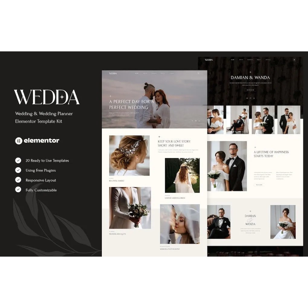Wedda – Wedding & Wedding Planner Elementor Template Kit