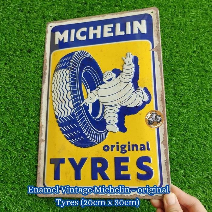 Enamel Vintage Michelin - original Tyres ( 20cm x 30cm )