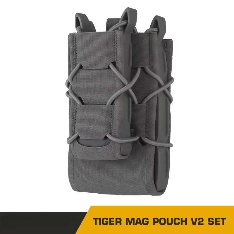 Tiger Magazine Pouch V2 Set Combo Set Molle Hook-Loop Mag Carrier Pisol 9Mm .40S&W .45Acp .357 Rifle