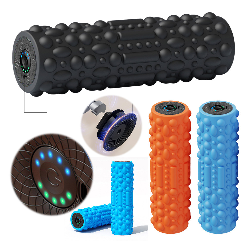 Electric Vibrating Foam Roller Massage Column Rechargeable Exercise Roller 5 Mode Muscle Tissue