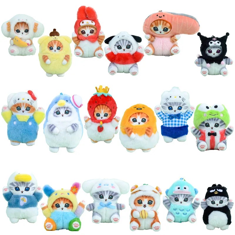 Sanrio Keychain Pendant Cartoon Mofusand Shark Cat -Dressing Kuromi Doll Stuff Backpack Decor Gift