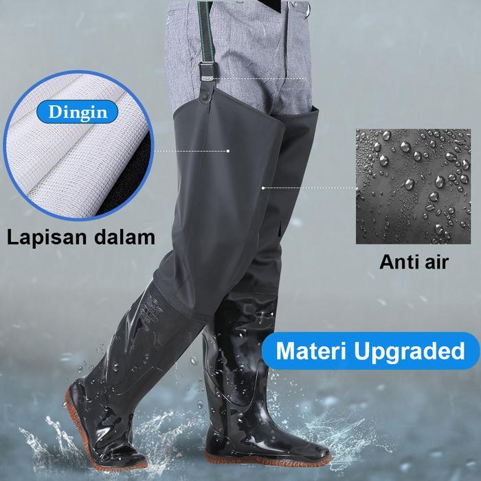 Fladeo Footwear - Sepatu Boots Karet Anti Keong Sawah Petani Panjang Sampai Paha Lembut