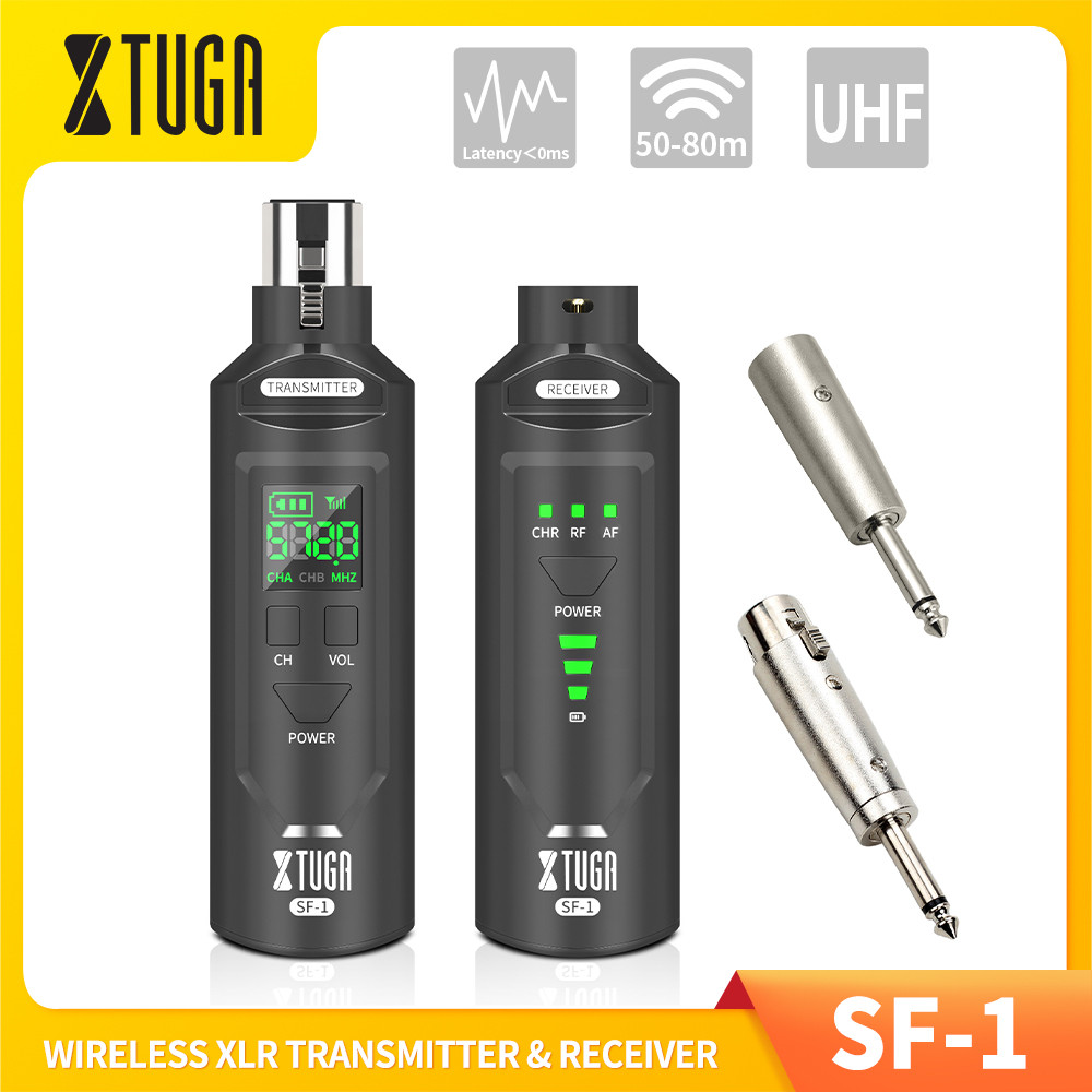 XTUGA UHF Professional Microphone Wireless Converter XLR Rechargeable Transmitter Receiver For
