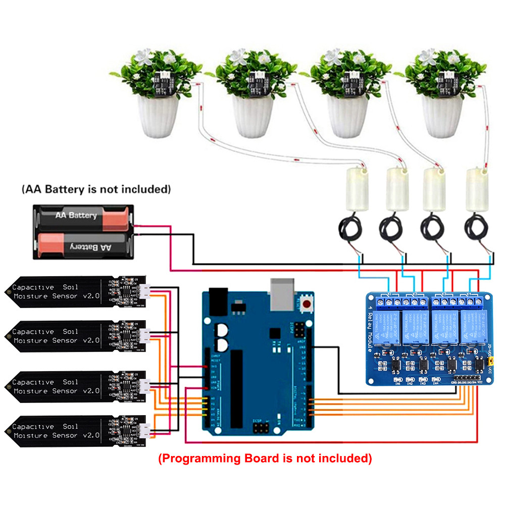 DC 5V 4-Way Automatic Irrigation DIY Set Self-Watering System for Garden Flower Smart Irrigation Dev