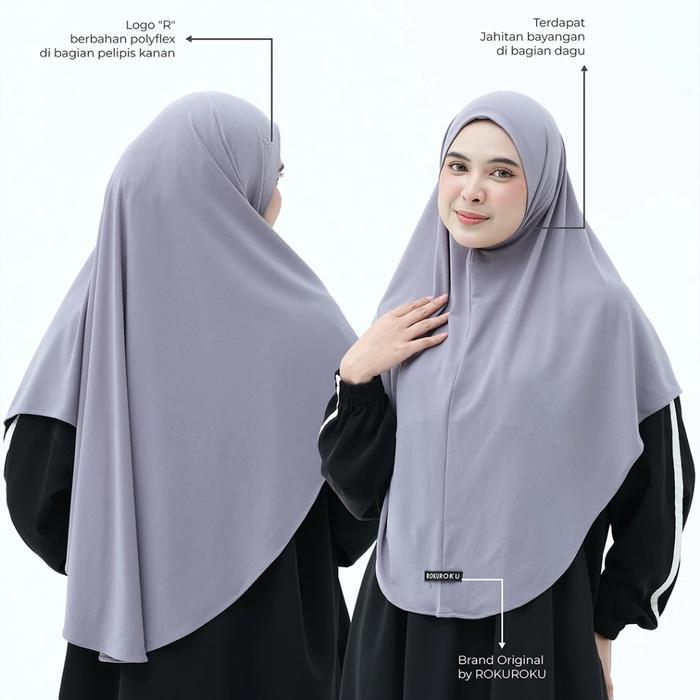 Rokuroku.Id Khimar Instant Flair Bergo Sporty Redy Stok