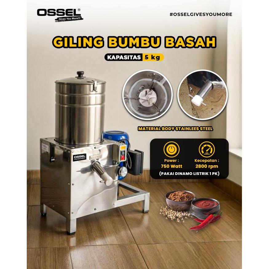 OSSEL Mesin Giling Bumbu Basah Gilingan Bumbu Basah 5 Kg Stainless Steel OSSEL