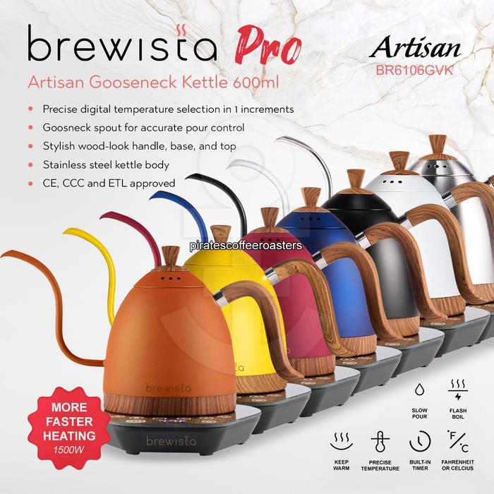 BREWISTA GOOSENECK COFFEE E-KETTLE 3RD GEN PRO ARTISAN 600ML TEKO CERET KOPI TEH POUR OVER V60 LEHER
