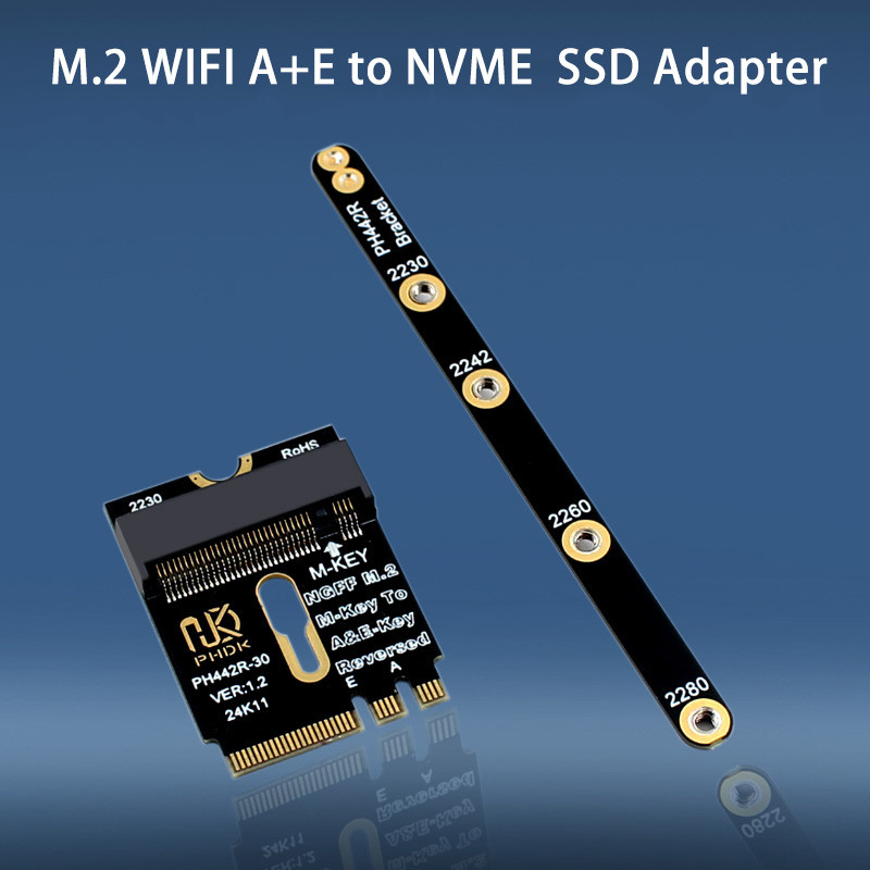 M.2 A+E To Nvme Ssd Adapter M2 Wifi Interface A/E Key To M Key Pcie 4.0 Riser Card With Bracket For
