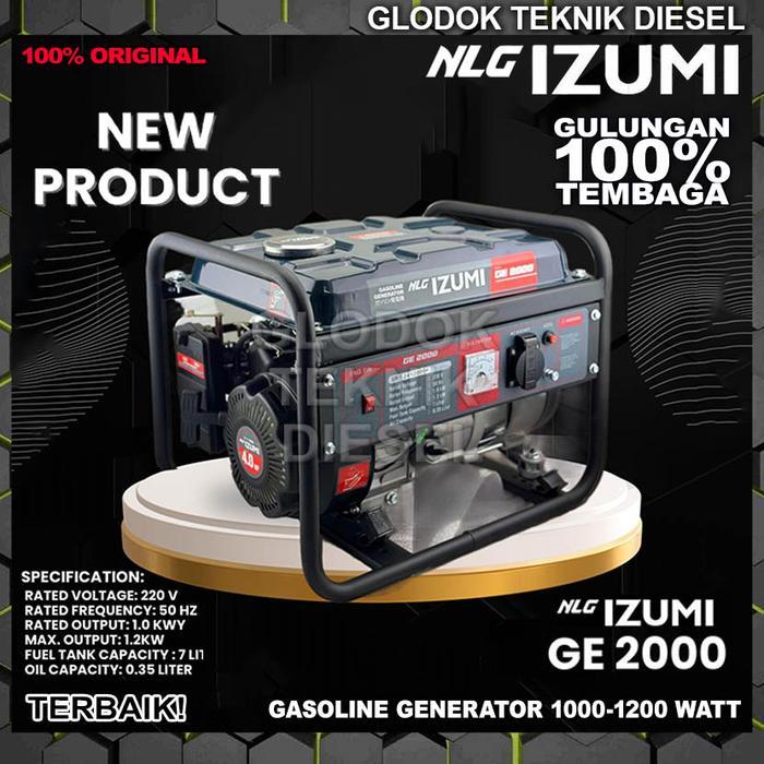 NLG IZUMI Genset Bensin 1200 1000 watt Gasoline Generator Listrik GE 2000 1 Phase 1.0 - 1.2 KW GE200