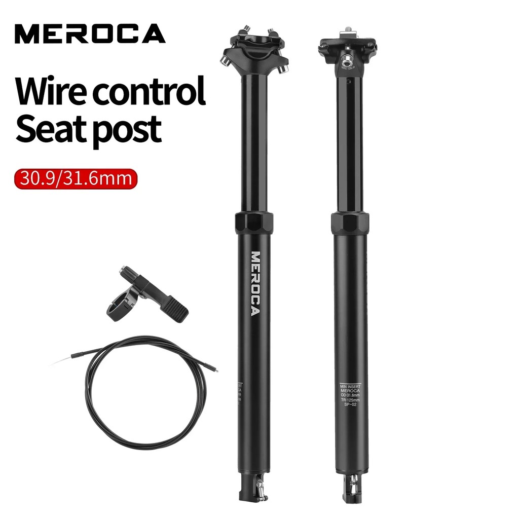 MEROCA Bicycle Dropper Seatpost 27.2/30.9/31.6x425mm Internal Routing Cable Remote Wire Control Lift