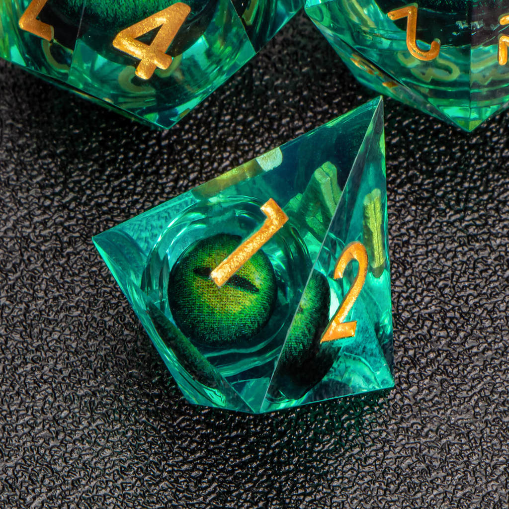 7pcs Dragon Eye D&D Dice Set DND, Sharp Edge Resin Liquid Core Dungeon and Dragon Dice, Role Playing