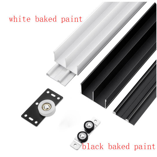 Painted white Wardrobe sliding door track door double rail Flat sliding door wooden door Door
