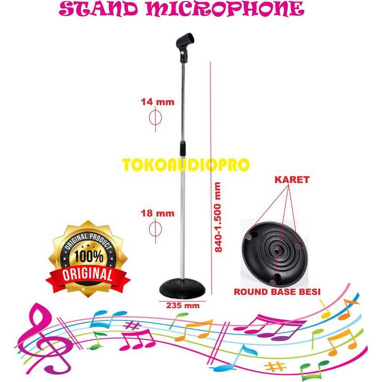 Stand Microphone Stainless Bulat Stand Mic Kaki Bulat Co
