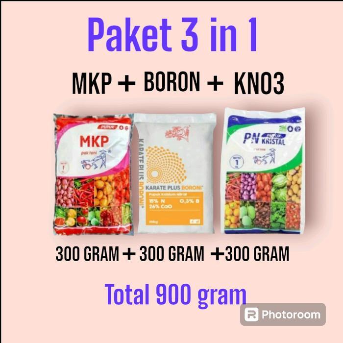 Paket hemat 900 gram PUPUK MKP + KNO3 + BORON paket pupuk anggur