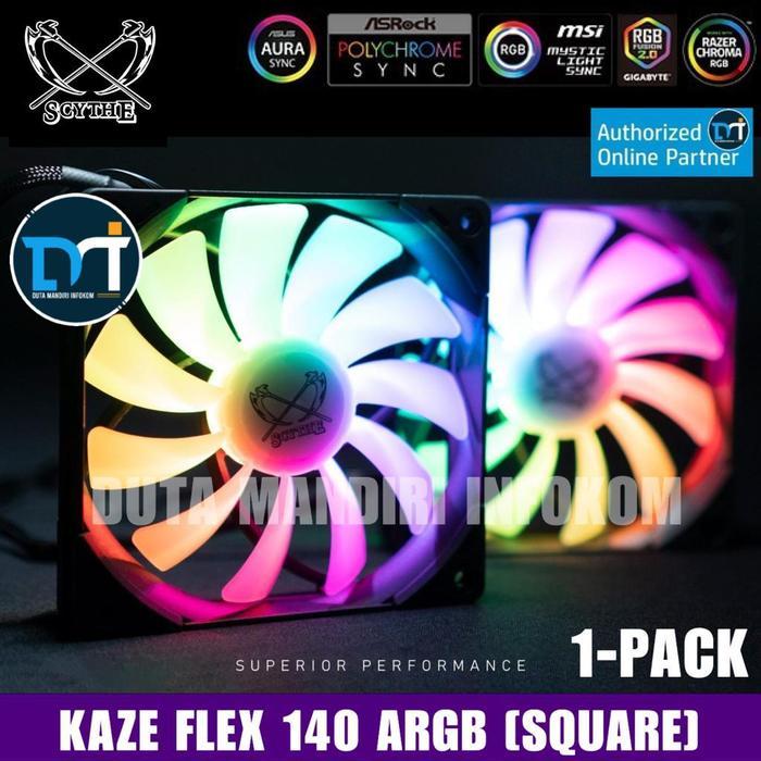 Scythe Kaze Flex 140 Argb Pwm 300-1800 Rpm Square Frame Argb Fan Case