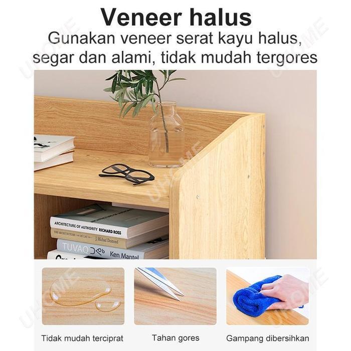 ALOVE-Meja Nakas Kayu 2 Laci Bedside Table Meja Sudut Kamar Tidur Lemari Penyimpanan Furniture COD