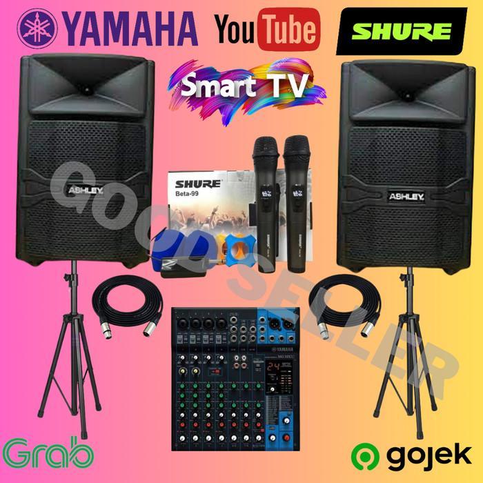 PAKET SOUND SYSTEM 12 INCH ASHLEY MIXER YAMAHA 6 CHANNEL SHURE