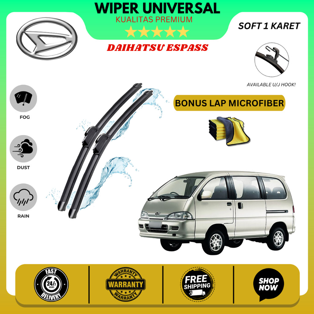 Wiper Daihatsu Espass Frameless Kaca Depan Mobil Free Lap Microfiber