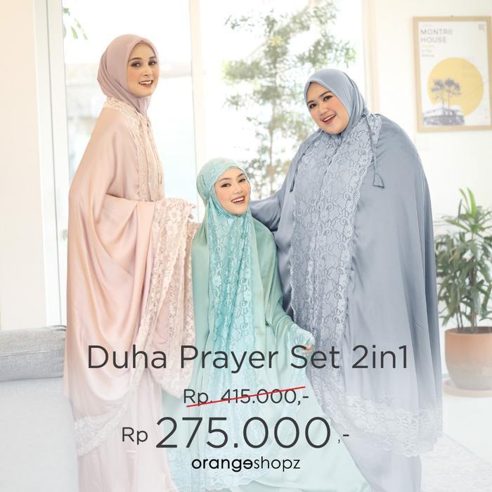 MUKENA 2IN1 BROKAT DUHA PRAYER SET MUKENA ARMANI SILK ELEGAN RESLETING TALI
