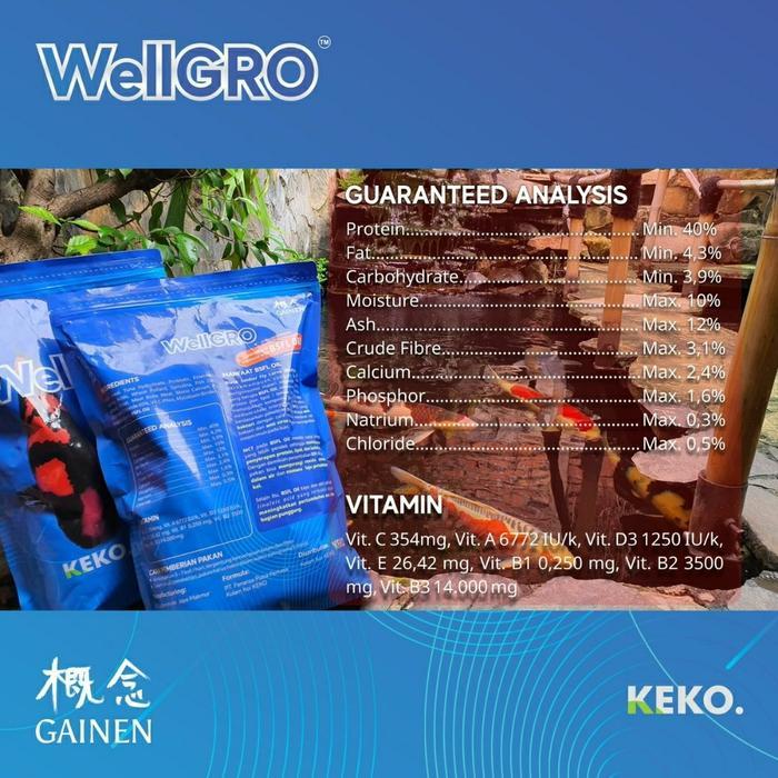 PAKAN PELET IKAN KOI GAINEN WELLGRO GROWTH 15 KG / 15KG