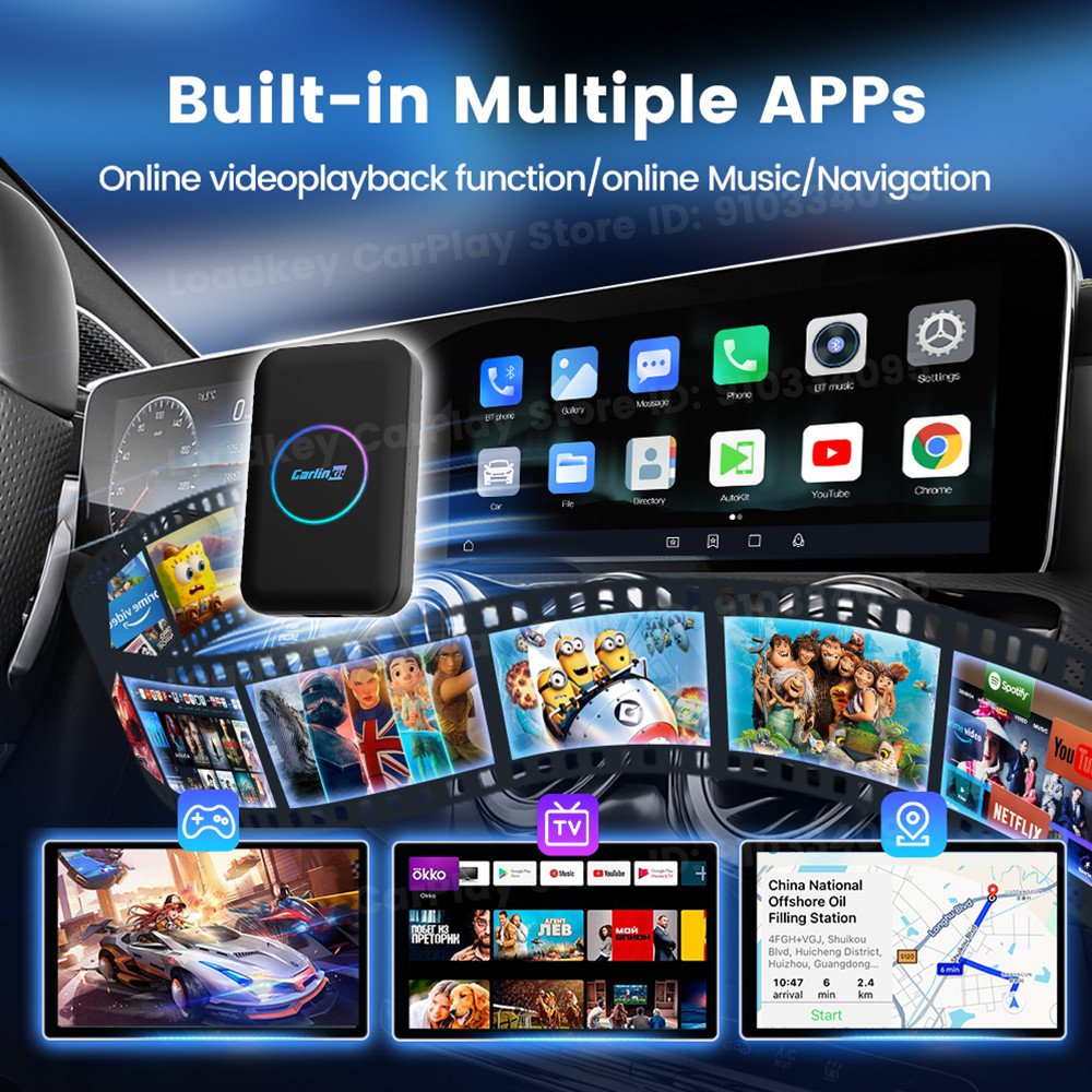 2026 CarlinKit LITE S Android TV Box Wireless Carplay Android Auto For Youtube Netflix Iptv HD