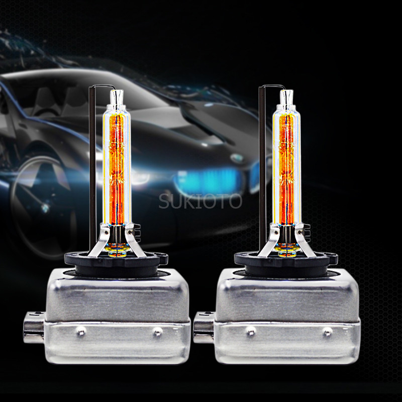 2PCS SUKIOTO GENUINE 12V 35W D1S Xenon HID Lamp Bulb 3000K Yellow Light D1S HID Replacement Bulbs