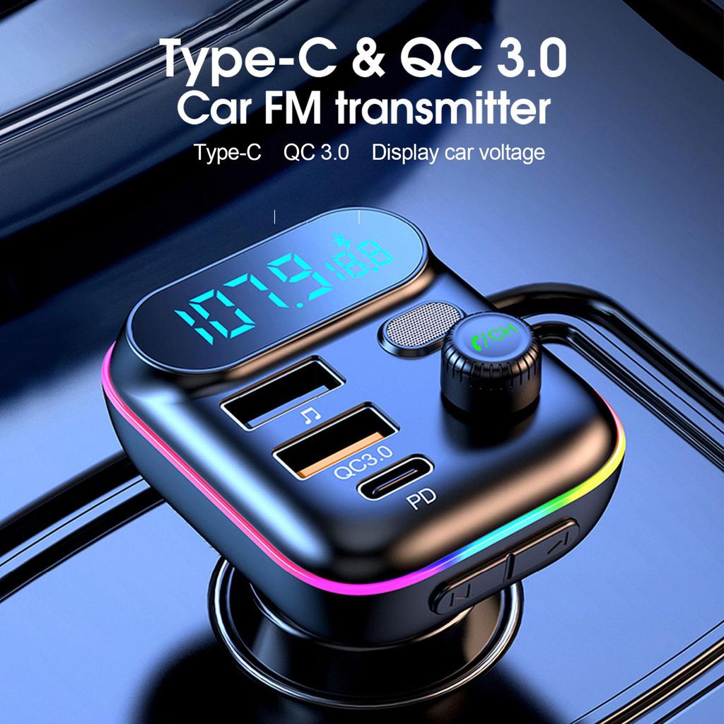 Car Bluetooth FM Transmitter Bluetooth 5.0 FM Transmitter USB PD Car Fast Charger Electronic Accesso
