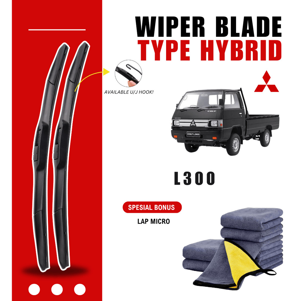 Wiper Mitsubishi L300 Hybrid Kaca Depan Mobil Free Lap Microfiber