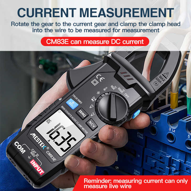 MESTEK AC/DC 600A Digital Current Clamp Meter NCV Pinza Amperimetrica Hook Meter dc Current Meter