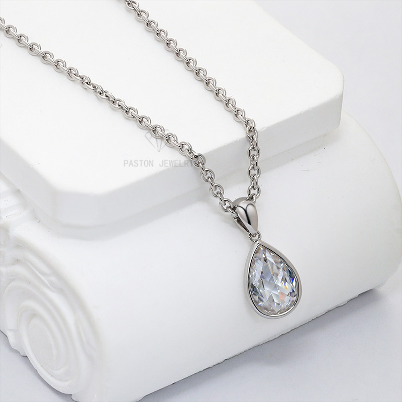 Custom Silver925 Moissanite Pendant Necklace D VVS1 8x12mm Double Rose Cut Moissanite Diamond