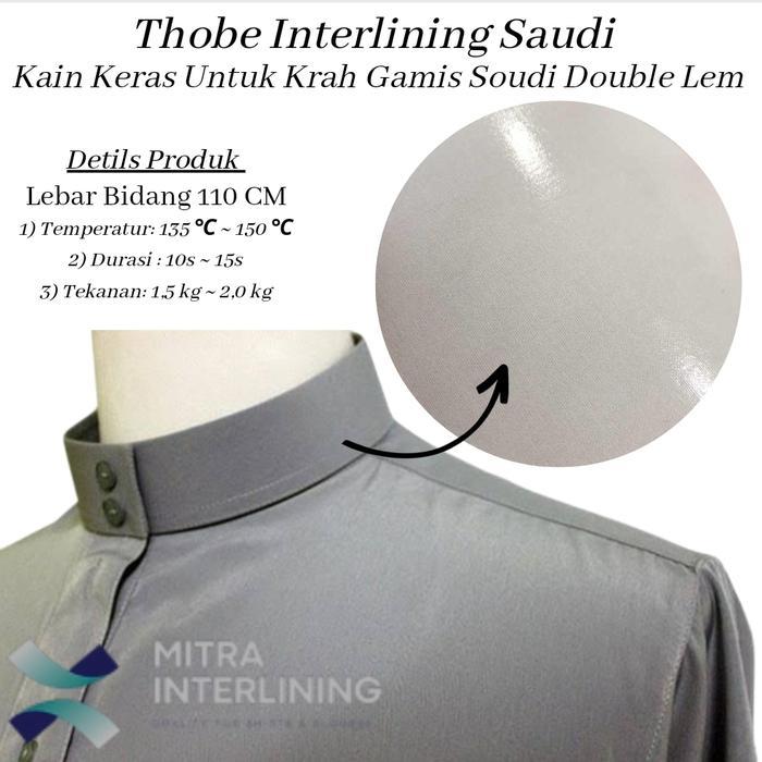Stok Baru Kain Keras Full Lem Bulak Balik Gamis Saudi Arab 2 Face Fusible Thobe
