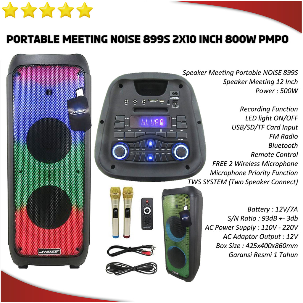 Speaker Meeting Portable NOISE 899S 2X10 INCH 800W PMPO