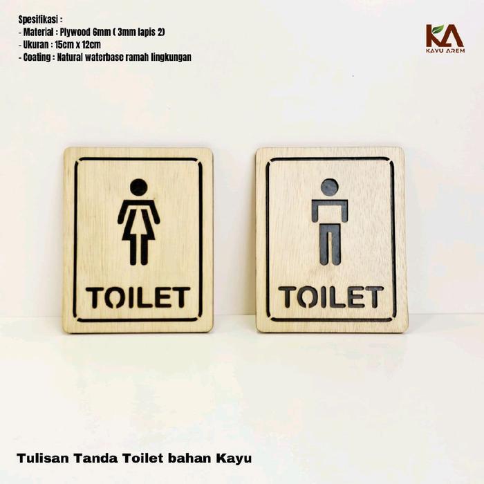 Sign Toilet Tulisan Tanda Toilet bahan Kayu Wooden Signage natural