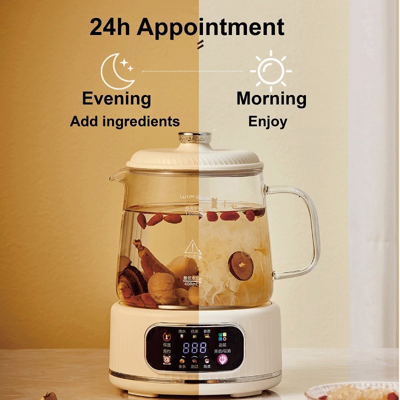 1.3L Multi-function Health Kettle Temperature Control Glass Flower Teapot Home Electric Kettle