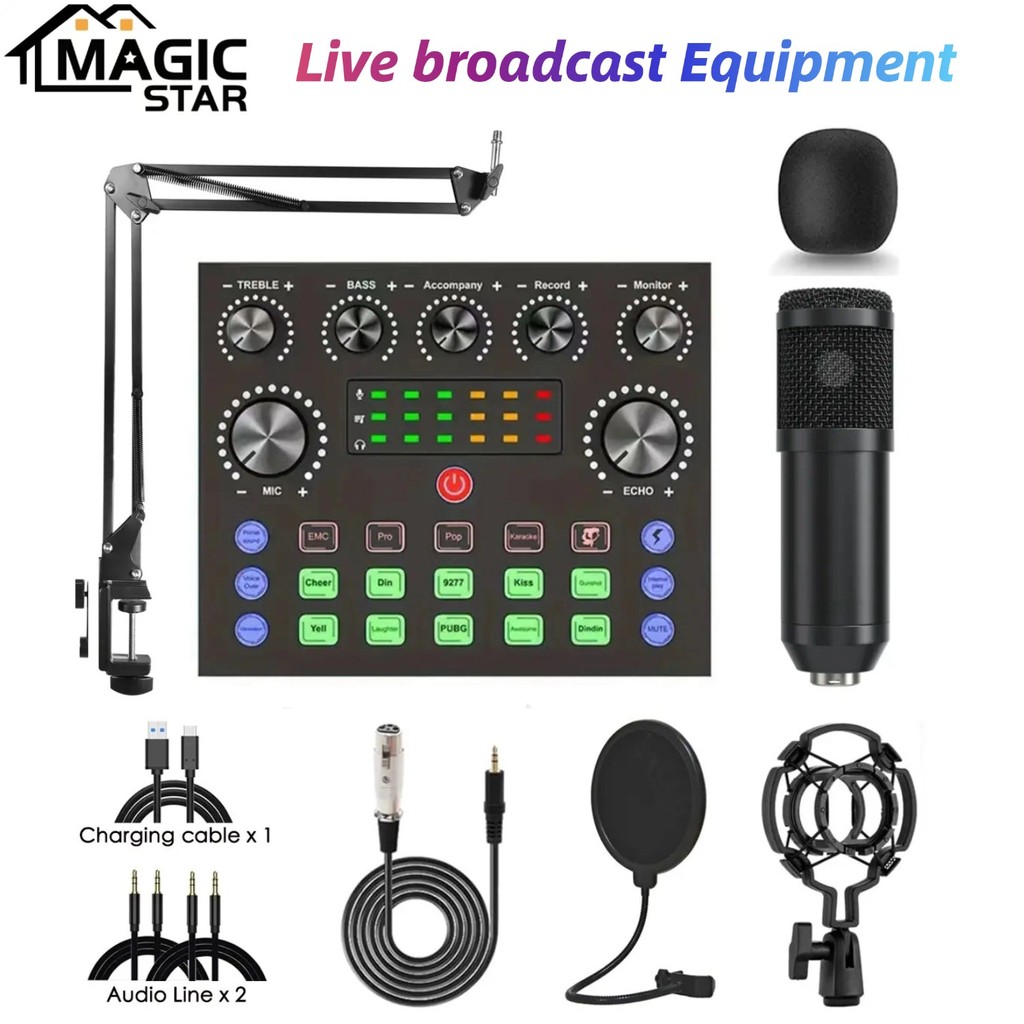 Podcast equipment set with voice changer, podcast mixer, with BM800 microphone, suitable for