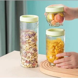 JCM Toples Kue Lebaran 3IN1 Toples Kaca Gladies Hazel Set 3pcs / Toples Kaca Bening Anti Tumpah Set