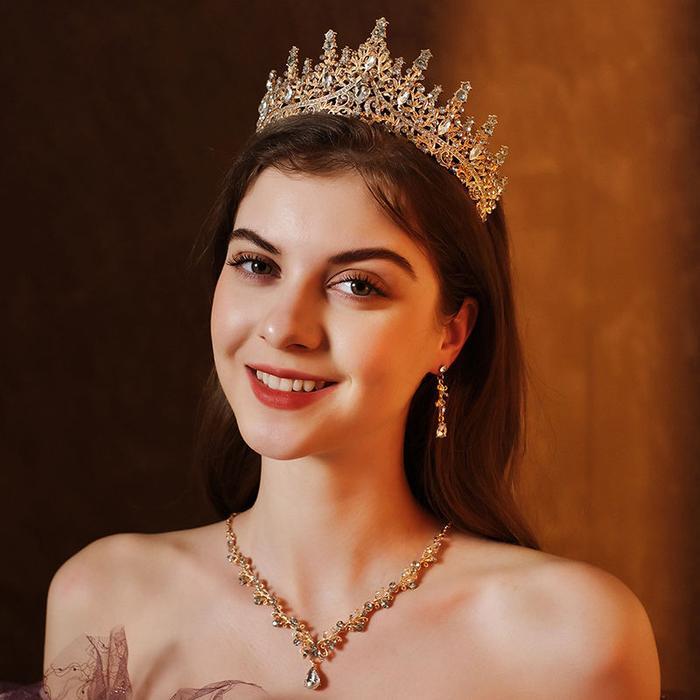 Mahkota Elizabeth Set Kalung Anting - Mahkota Anting Kalung - Aksesoris Pengantin