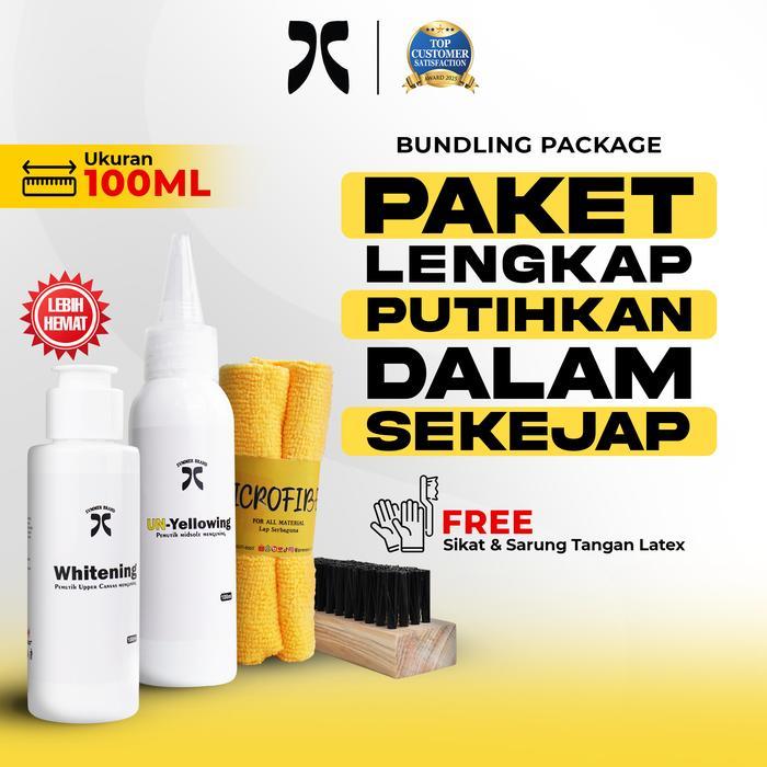 Sale Paket Bundling - Pembersih Sepatu Putih Cleaner Pemutih Sepatu Kanvas Unyellowing Sol Sneakers