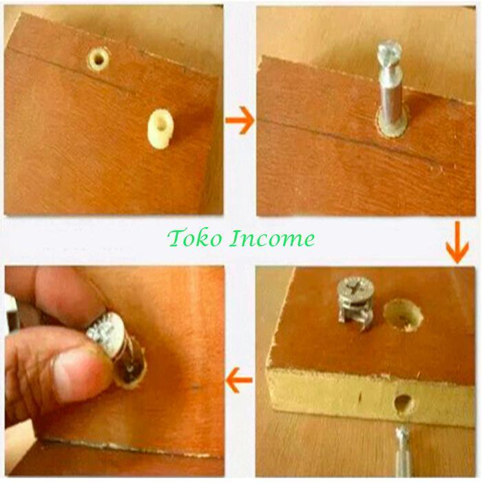 [] Minifix / Ambalan Kayu Baut Knock Down Skrup + Casing 15 3,5 cm