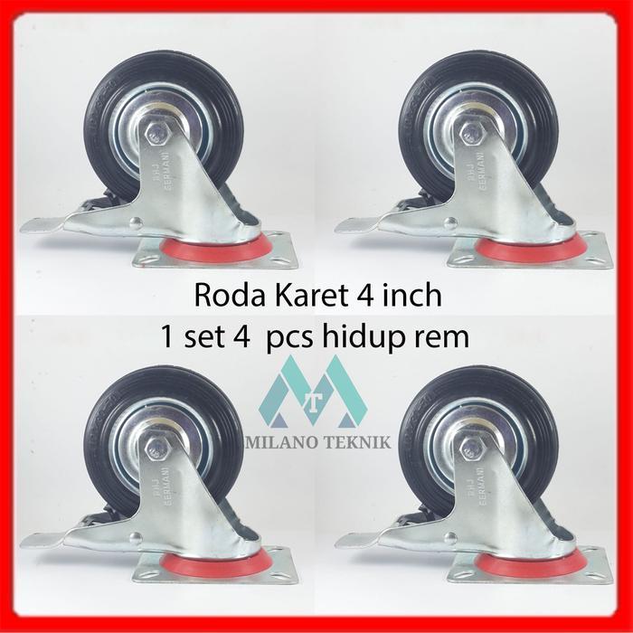 Roda Troli 4 Inchi 1Set4Hrem Roda Karetetalasegerobaktrolley 4Inchi Terbaru !!!