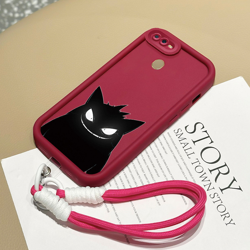 Casing Hp untuk OPPO A7 A5s A12 A12s A11K Case Casing HP Softcase Ponsel Soft Shell dengan Tali Sili