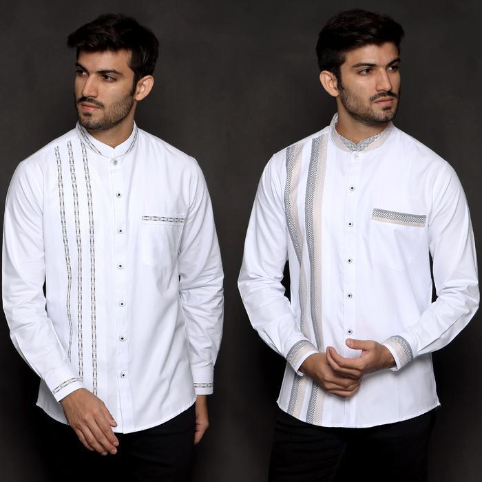 Casella Baju Koko Pria Lengan Panjang Premium Baju Koko Putih Azhar